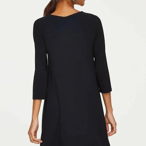 LOFT 3/4 Sleeve V-Neck Swing Dress, Color Black Size XSP - Picture 2 of 14